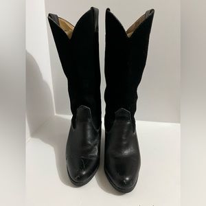 Vintage Black on Black All Leather Cowboy Boots - Size 8